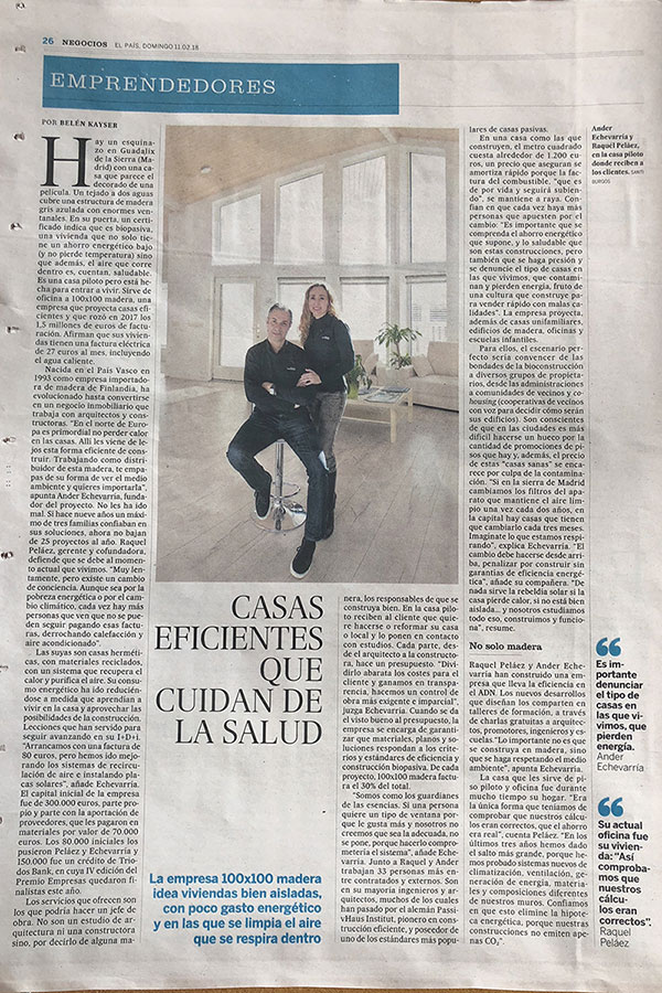 Nuestras casas eficientes en El Pais en papel