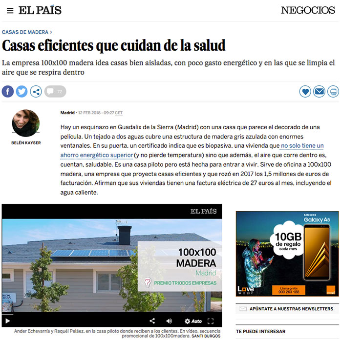 Nuestras Casas Eficientes en El Pais web